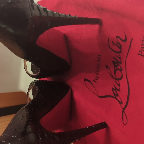 Black snake skin peek toe size 10 Red Bottom - Picture 14 of 17